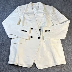 Frame Linen Blazer Women's XL/TG White Dress Double Breasted Boyfriend RN#139021